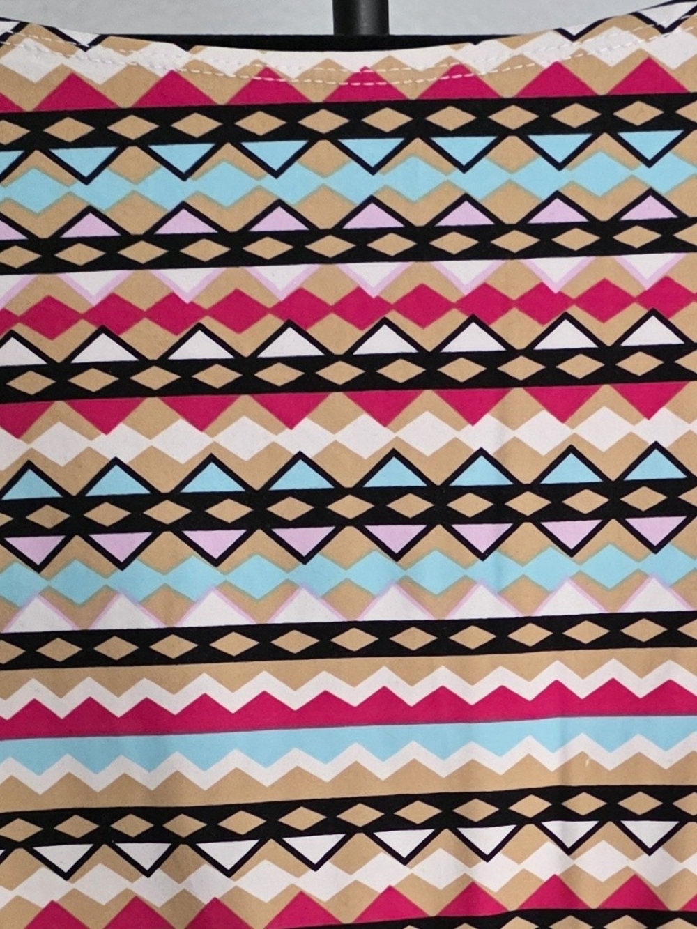 Off-Shoulder Geometric Stripe Crop Top in Pink, Aqua & Cream - Picture 3 of 6